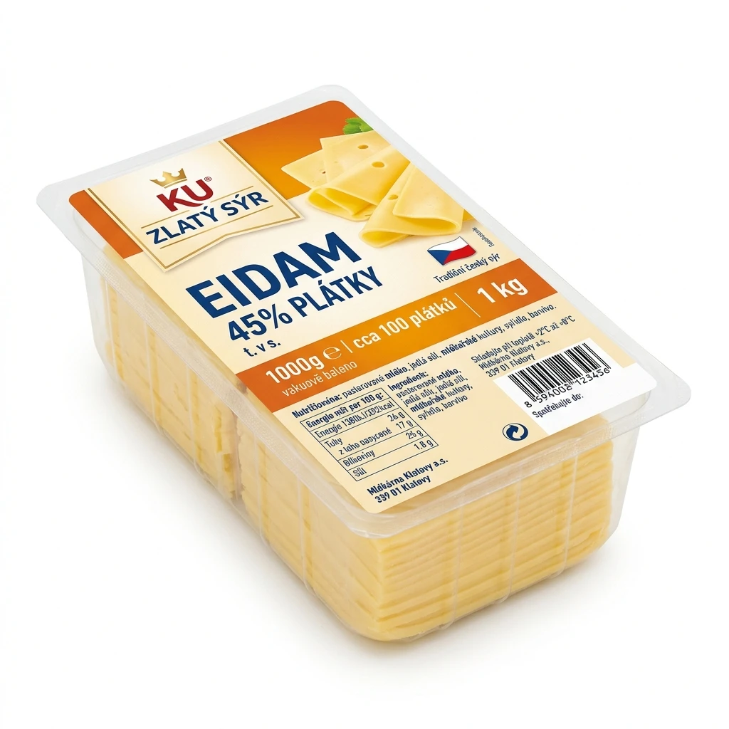 KU ZLATÝ SYR EIDAM 45% PLÁTKY