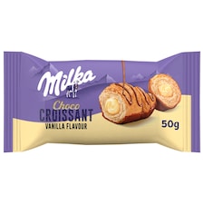 Milka Choco croissant Vanilla s náplňou s vanil. prích. v mliečnej čoko zdobené mliečnou čoko. 50 g