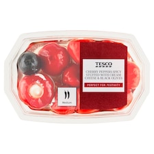 Marinované cherry papričky plnené krémovým syrom v repkovom oleji s čiernymi olivami 150 g