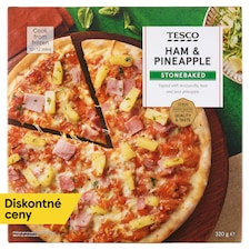 Pizza pečená v kamennej peci s ananásom, syrmi eidam, mozzarella a šunkou 320 g
