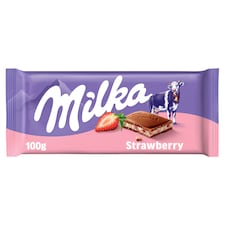 Milka Strawberry mliečna čokoláda z alpského mlieka s krémovou náplňou s jahodovou príchuťou 100 g