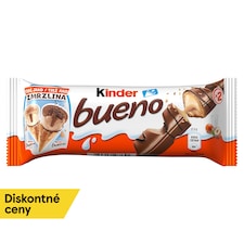 Kinder Bueno Oblátky plnené mliečnou a lieskovcovou náplňou v mliečnej čokoláde 2 x 21,5 g