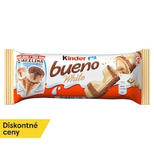 Kinder Bueno White oblátka s mliečnou a lieskoorieškovou náplňou v bielej čokoláde 2 ks 39 g