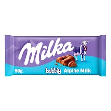 Milka Bubbly mliečna čokoláda z alpského mlieka s poréznou náplňou z mliečnej čokolády 90 g