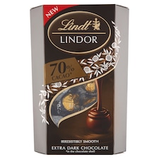 Lindt Lindor Extra horká čokoláda s jemnou tekutou náplňou 200 g