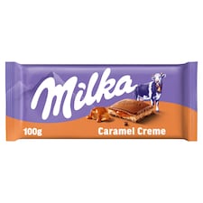 Milka Caramel Créme mliečna čokoláda z alpského mlieka s mliečnou a karamelovou náplňou 100 g