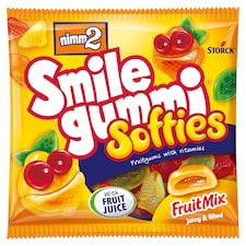 nimm2 Smilegummi Softies Fruit Mix mäkké plnené želé s ovocnou príchuťou a vitamínmi 90 g