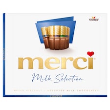 merci Milk Selection výber plnených a neplnených praliniek z mliečnej čokolády 250 g
