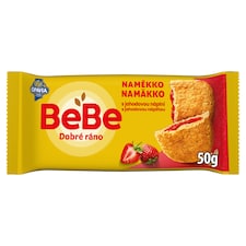Opavia BeBe Dobré ráno s jahodovou náplňou sušienky s 5 celozrnnými cereáliami balenie 50 g