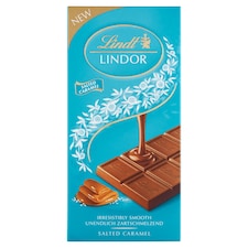 Lindt Lindor Mliečna čokoláda s morskou soľou a jemnou karamelovou náplňou 100 g