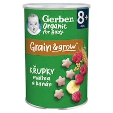 GERBER Organic chrumky s banánom a malinami 35 g