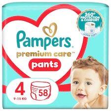 Pampers Premium Care plienkové nohavičky veľkosť 4, 58 plienok, 9kg-15kg