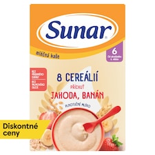 Sunar mliečna kaša s 8 cereáliami jahoda, banán 210 g