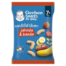GERBER Snacks kukuričné chrumky jahoda a banán 28 g