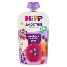 HiPP Smoothie bio 100% ovocie jablko-hruška-čučoriedky 120 ml