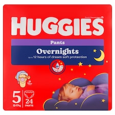 Huggies Overnights detské nočné plienky veľkosť 5 pre deti 12-17 kg 24 ks