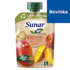 Sunar BIO ovocná kapsička Jablko, mango, broskyňa 6m+, 100 g