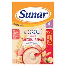Sunar mliečna kaša s 8 cereáliami jahoda, banán XXL 340 g