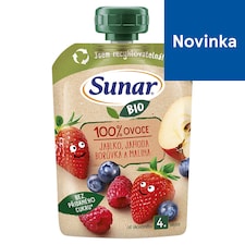 Sunar BIO ovocná kapsička Jablko, jahoda, čučoriedka, malina 4m+, 100 g