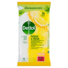 Dettol Power & Fresh antibakteriálne viacúčelové obrúsky citrón a limeta 36 ks