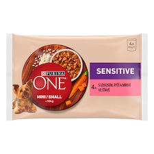 Purina ONE Mini Dog Sensitive kapsičky pre psov losos v šťave 4 x 85 g