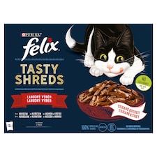 Felix Tasty Shreds kapsičky pre mačky hovädzie, kura, kačica, morka v šťave 12 x 80 g