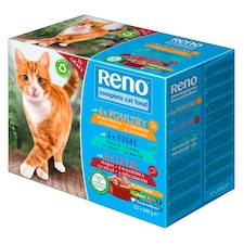 Reno Kompletné krmivo pre dospelé mačky s hydinou, rybou a pečeňou v omáčke 12 x 100 g