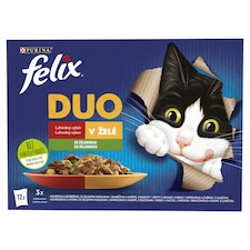 Felix Fantastic DUO kapsičky pre mačky hovädzie a hydina, jahňacie a kura, morka a kačica 12 × 85 g