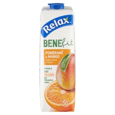 Relax Benefit pomaranč a mango, jablko, mrkva a banán 1 l