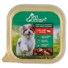 Pet Specialist Kompletné krmivo pre dospelé psy ragú s hovädzinou, pečeňou a cestovinami 150 g
