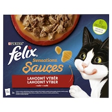 Felix Sensations Sauces kapsičky pre mačky hovädzie, jahňacie, morka, kačica v omáčke 12 x 85 g