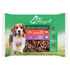 Pet Specialist Kompletné krmivo pre dospelé psy kúsky v omáčke 4 x 100 g (400 g)
