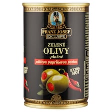 Franz Josef Kaiser Exclusive Zelené olivy plnené pálivou papričkovou pastou v slanom naleve 300 g