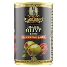 Franz Josef Kaiser Exclusive Zelené olivy plnené ančovičkovou pastou v slanom náleve 300 g