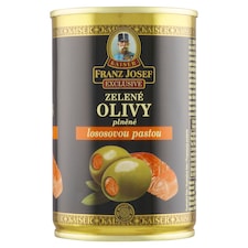 Franz Josef Kaiser Exclusive Zelené olivy plnené lososovou pastou v slanom náleve 300 g