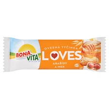Bona Vita Loves nepečená ovsená tyčinka s medom a arašidmi 40 g