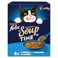 Felix Soup polievky pre mačky treska, tuniak, platesa 6 x 48 g