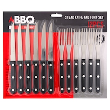 BBQ Sada steakových nožov a vidličiek 12 ks