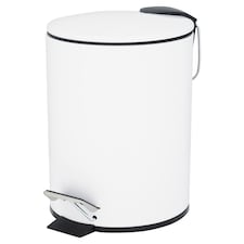 F&F Home Okrúhly biely kovový pomaly zatvárací kôš 3 l
