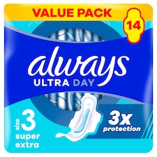 Always Ultra Super Extra hygienické vložky (veľkosť 3) vložky s krídelkami 14 ks]