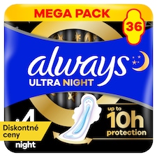 Always Ultra Hygienické Vložky Secure Night (veľkosť 4) S Krídelkami 36Ks