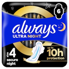 Always Ultra Secure Night hygienické vložky (veľkosť 4) vložky s krídelkami 6 ks]