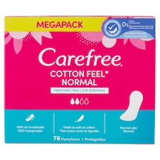 Carefree Cotton Feel Normal slipové vložky neparfumované 76 ks