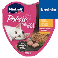 Vitakraft Poésie Délice Plus kurča & lososový olej kompletné krmivo pre dospelé mačky 85 g