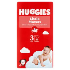 Huggies Little Movers plienky veľkosť 3 pre deti s hmotnosťou 4-9 kg 56 ks