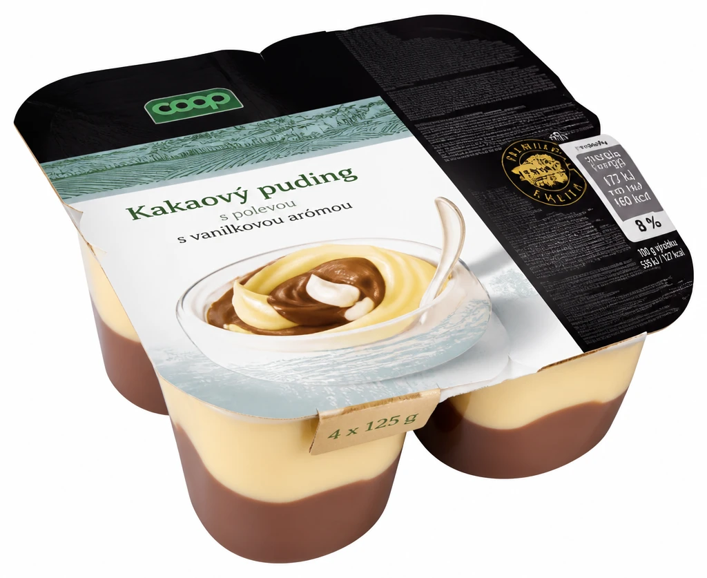 Kakaový puding s polevou s vanilkovou arómou