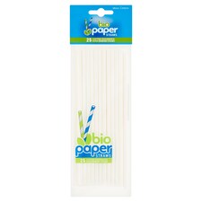 Slamka papierová rovná biela blisterová 200 x 6 mm 25 ks