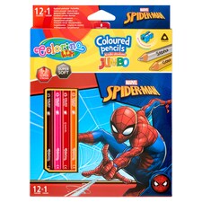 Colorino Kids Marvel Spider-Man Jumbo farebné ceruzky 12 + 1 ks