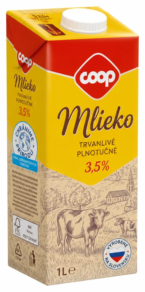 Mlieko trvanlivé plnotučné 3,5%