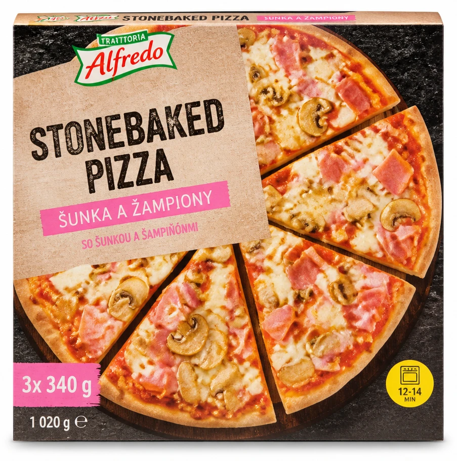 Pizza so šunkou a šampiňónmi